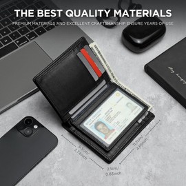 KLOMORE Airtag Wallet for Men (Airtag Not Included) Genuine Leather RFID Blocking Wallets Large Capacity Credit Card Holder