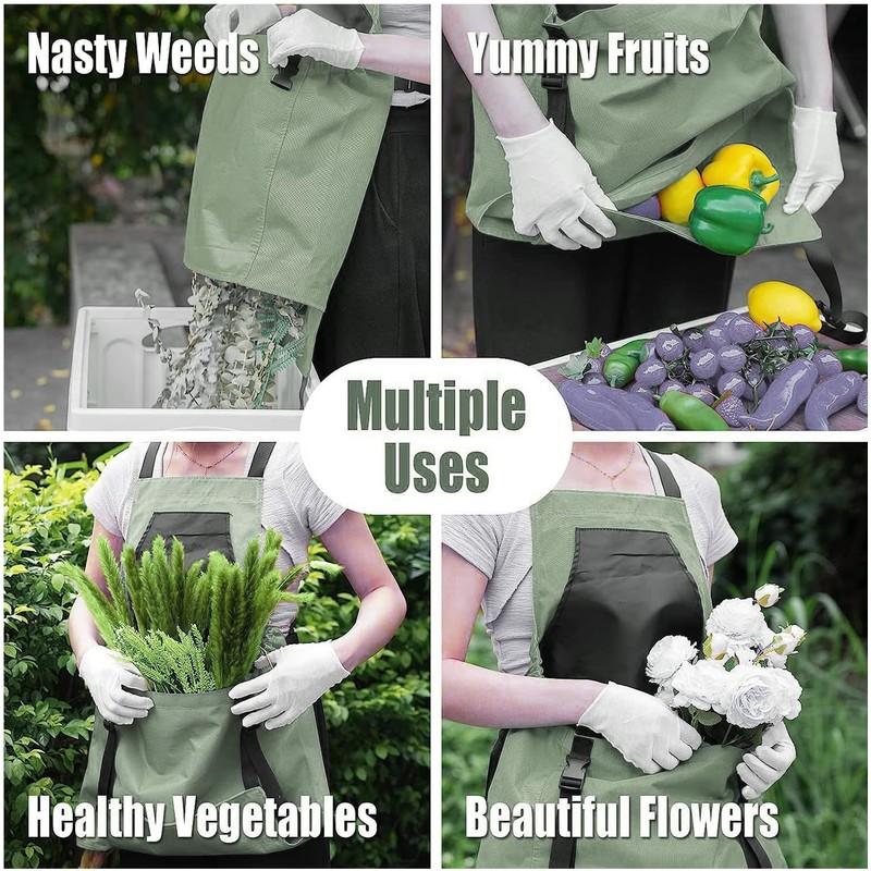 Elfzone Harvesting Apron - Gardening Aprons with Pockets,with Pockets for