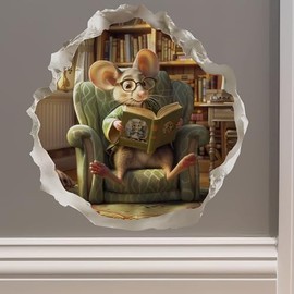 Reading Mouse - Mouse Hole Wall Sticker