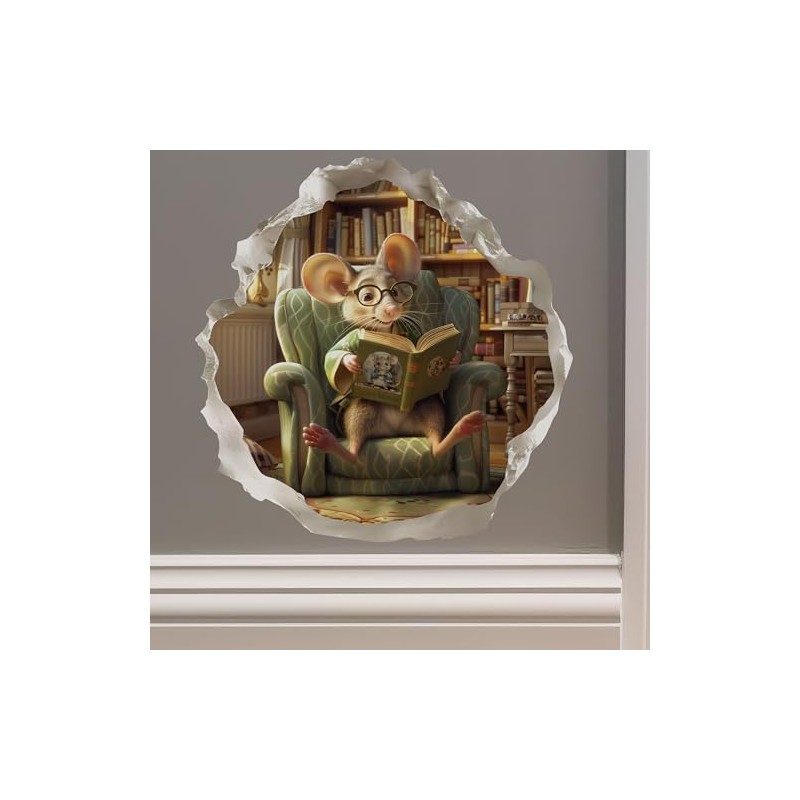 Reading Mouse - Mouse Hole Wall Sticker