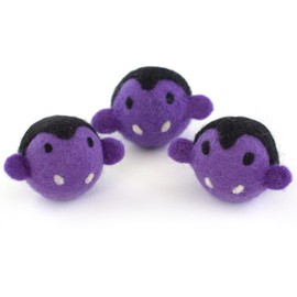 Halloweem Dracula Vampire Purple Felt Shapes- Approx. 2.5" wide x 1.75" tall- SET OF 1, 3 OR 5-100% Wool Felt- Fall Bowl Filler, Autumn Tiered Tray, Mantle Shelf Sitter Home Decor, DIY Handmade Craft