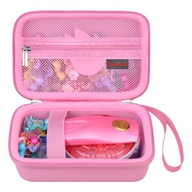 Elonbo Carrying Case for Make It Real Snap N' Glam Hair Styling Set, Girls Hair Styling Tool Storage Bag, Butterfly Gem Travel Organizer, Pocket fits Reusable Bead Clips, Gems Accents, Dark Pink
