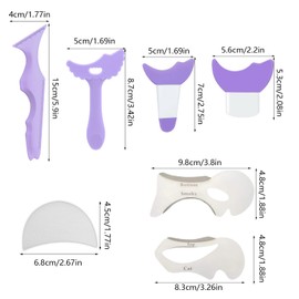 74 Piece Multifunctional Eyeliner Stencil Set, Eyeliner Aid with Crescent Stopper, Beauty Ruler, Insulation Stickers, Eye Make Up Aid for Beginners, Eyelashes, Eyebrows