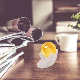 Cabilock Hand Shape Crystal Ball Stand Sphere Display Resin Feng Shui Glass Orb Holder Base Statue White