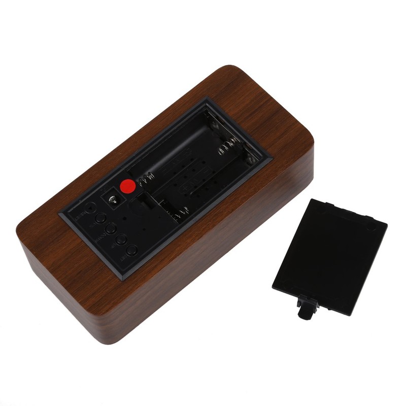 Lancoon Wooden Digital Clock - Multi-function LED Alarm Clock with