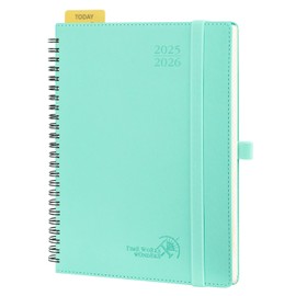 POPRUN A5 Academic Diary 2025-2026 Week to View (22x16.5 cm) Soft Cover Spiral 17 Months (Aug'25 - Dec'26) Mid Year Diary 25/26 Vertical Weekly Planner (Mint Green)
