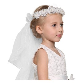 Diadema de flores de diamantes de imitación para niñas, corona de pelo, velo floral, Blanco_3, Talla única