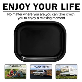 tlhaoa Tray Metal Rolling Tray (Black, 7" x 5.5")