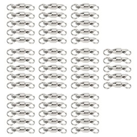 50pcs Ball Bearing Swivels Connector High Strength Stainless Steel Solid Welded Rings Barrel Swivels Saltwater Freshwater Fishing Type 1