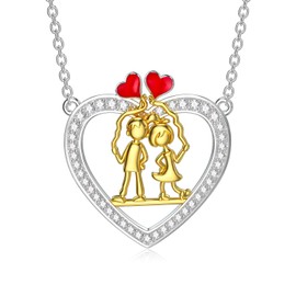 ROMANTICWORK Valentine's Day Gifts 925 Sterling Silver Love Heart Pendant Necklace Jewelry for Women Girls Wife Girlfriend