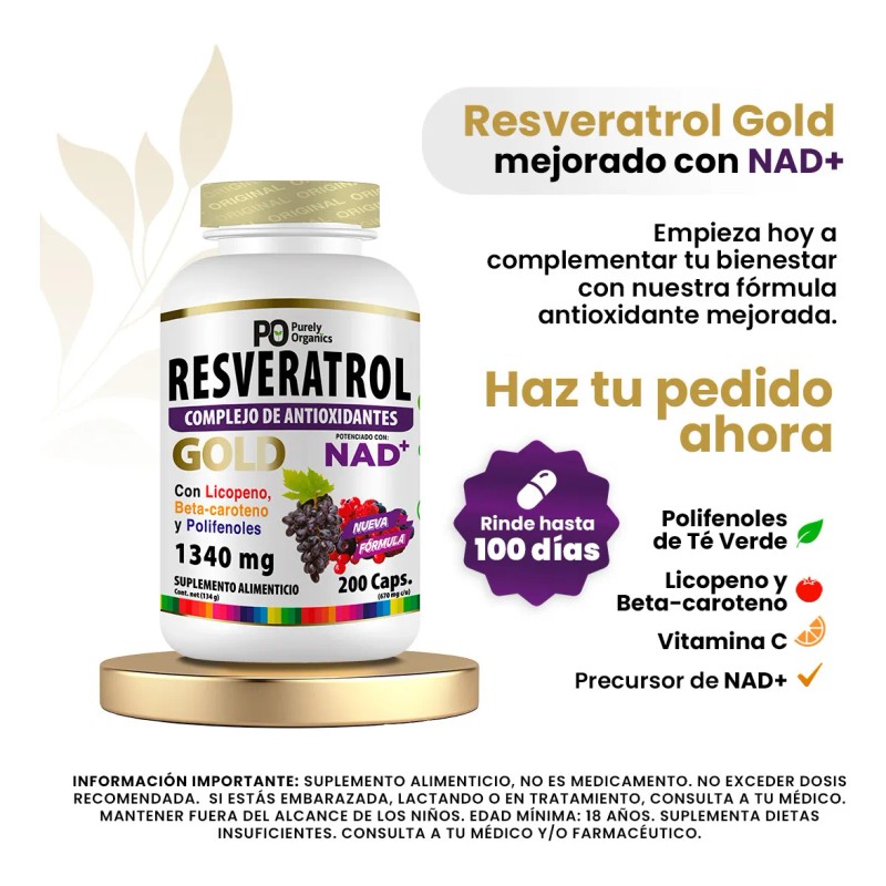 Resveratrol con NAD Antioxidante Frmula mejorada con Vitamina C, Polifenoles,