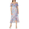 London Times Women's Cold Shoulder Hi-Low Maxi Dress with Feminine