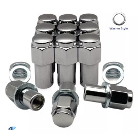 White Knight Wheel Accessories 10 Lug Nuts 1/2-20 Closed End Chrome 1.00” Shank Style Mag Lug Nut & Washer Ford
