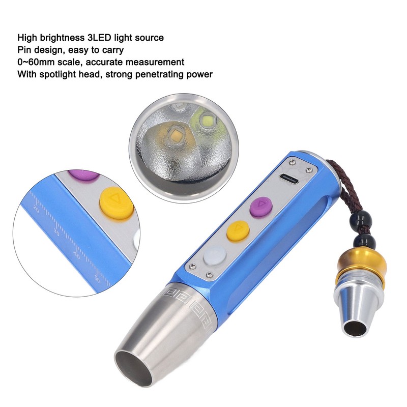 Adjustable Gem Identification Light Pocket 3LED Jewelry Appraisal Flashlight with