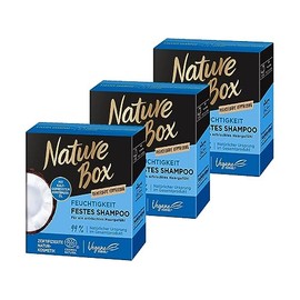 Nature Box Moisture Solid Shampoo with Coconut Oil, Natural Cosmetics Vegan, 250 ml, Pack of 3 (3 x 85 g)