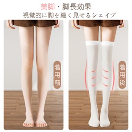 Tenorbass Knee High Socks, Summer, Women's Compression High Socks, 19.7 inches (50 cm), Sheer Stockings, Beautiful Leg Socks, Cute, Thin Socks, Elastic, white