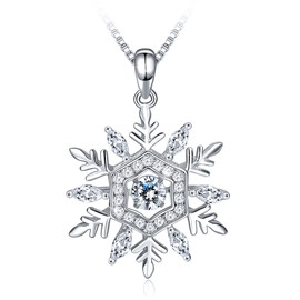 Women's Silver 925 Necklace Zirconia Christmas Snow Snowflake Birthday Present