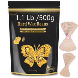 Hard Wax Beads for Hair Removal - 1.1lb/17.05oz Waxing Beads for Coarse Hair, Sensitive Skin, Brazilian Bikini,Underarms,Face,Body - Wax Beans Bulk with 20 Wax Sticks Refill Pearl Beans(Gold)