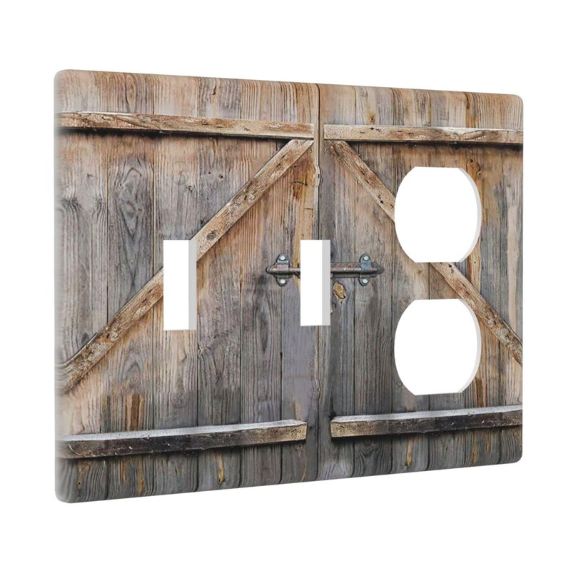 Old Country Western Cabin Barndoor 3-Gang 2-Toggle 1-Duplex Device Combination