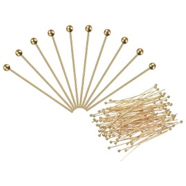 PATIKIL 200uds Rosa Dorado Bola Cabeza Pasadores 50mm Alambre Cabeza Pasadores 20 Calibre Latón Redondo Bola Cabeza Alfileres Metal Extremo Cabeza Alfileres para DIY Joyería Fabricación