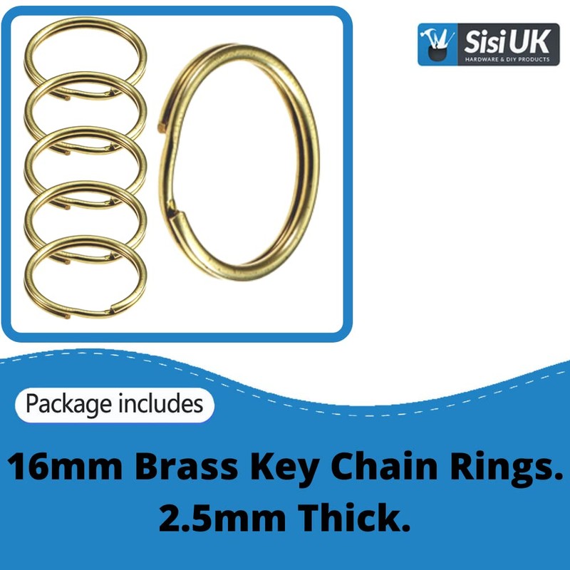 Split Key Rings Brass 16mm Round Flat Key Chains Key
