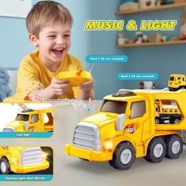 EUTOYZ Remote Control Construction Toys, Toys for 2 3 4 5 6 Year Old Boys Toys Age 1-6 Digger Toys Truck Toys Birthday Gifts for 1-6 Year Old Boys RC Toy Cars Toddlers Toy Construction Vehicle Set