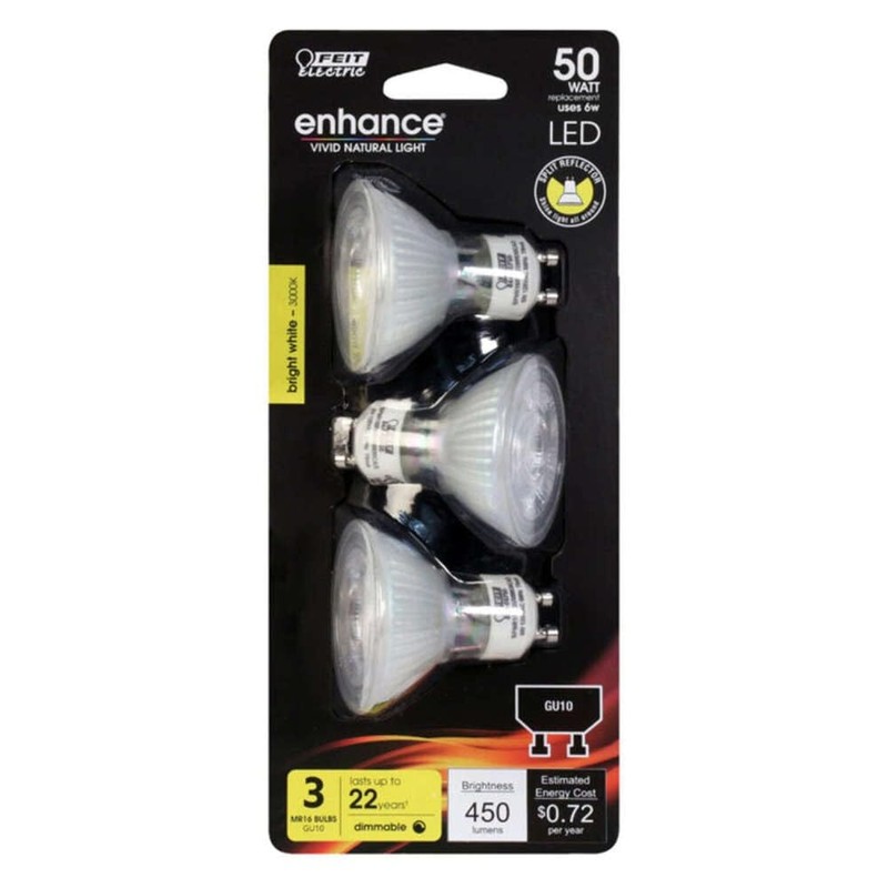 Feit Electric 50W Mr16 Gu10 Bright White Led Bulb 3Pk