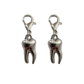 2 Pcs Tooth Clip on Charm, Teeth Charms for Diy, Bags Pendant, Craft Jewelry Findings