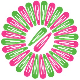 WILLBOND 30 Pieces 3.1 Inch Large Metal Snap Hair Clips Nonslip Barrettes Women Hair Accessories (Pink and Green)