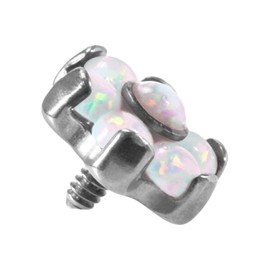 PIERCINGLINE Titanium Screw Disc with External Thread 0.9 mm Flower with 7 Synthetic Opal Piercing Attachment Replacement Choice of Colours, Titanium Created Opal