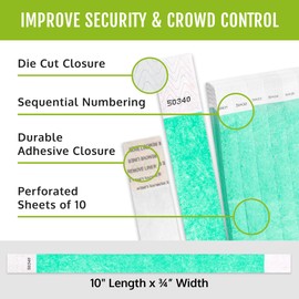 WristCo Aqua 3/4" Tyvek Wristbands - 200 Pack Paper Wristbands For Events