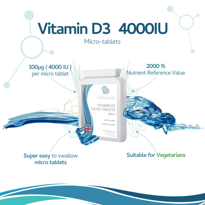 Vitamin D Tablets 4000 IU - Vegetarian Vitamin D3 4000