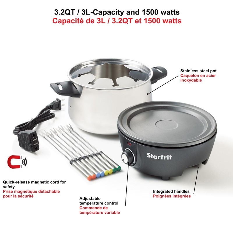 Starfrit Electric Fondue 12PC Set - 3L - Quick Release