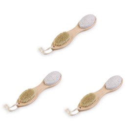 STOBAZA 3pcs Wooden Foot File Set Nail Brush Pumice Stone Exfoliating Brush Callus Reducer for Foot Care