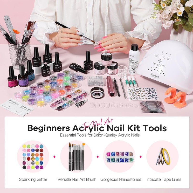 Glamonade Acrylic Nail Kit with Everything: Professional Nail Kit Set