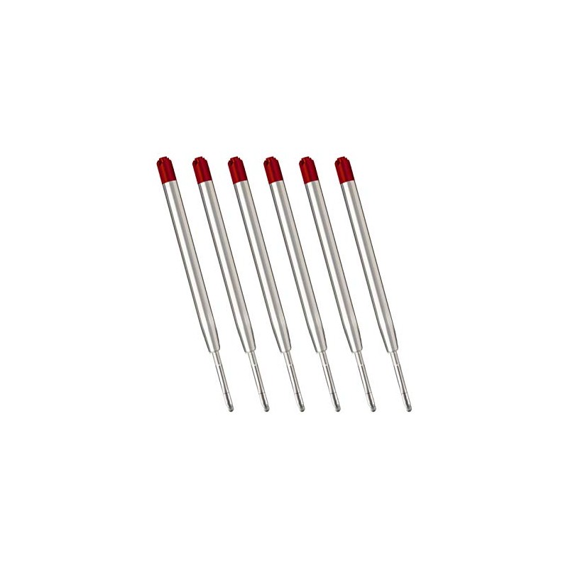 Red Ink Refills (6pcs), Replaceable Pens Refills, 1mm Medium Tip
