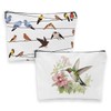 2 Pcs Hummingbird And Pink Flowers Print Travel Makeup Bags,