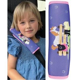 HECKBO 1 x Children's Car Seat Belt Protector with Farm Horse Motif - Seat Belt Pad for Children and Babies - Ideal for Any Belt Car Seat Raiser Children Bicycle Trailer Aeroplane