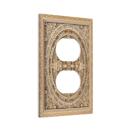 Rustic Wood Kalachakra Mandala Single Duplex Wall Plate Covers Light Switch Cover 1 Gang Outlet Plate Decorative Switchplate Covers Electrical Faceplate for Farmhouse Country Bedroom Kitchen Decor
