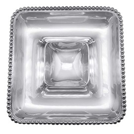 Mariposa Pearled Square Chip and dip, One Size, Silver