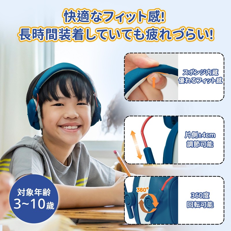 EZARC Soundproofing Earmuffs for Kids, Sound Insulation Value, SNR27 dB,