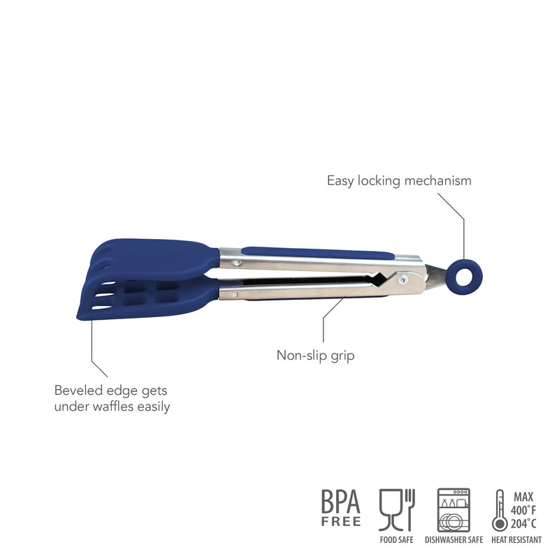 Tovolo Waffle Tongs Mini Silicone Kitchen Tongs for Cooking Serving