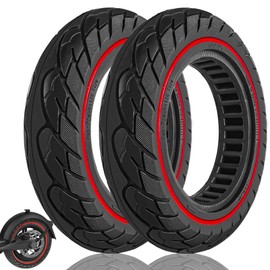 Felixstory 10x2.125 Tubeless Solid Tire Fit for Ninebot F25/ F30/ F40/ F65/ D40X/ D18W/ D28U/ D38U Hiboy S2 Pro Max Gotrax G4 Turboant 7X Pro Inflatable 10 inch Pneumatic Tire Replacements, Red 2PCS