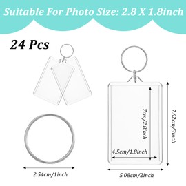 HOFURME 24 Pcs Photo Keychain 2 x 3 Inch Transparent Picture Keychain, Acrylic Photo Insert Keychain Blank Photo Insert Keyring DIY Personalize Favor Graduation Gift