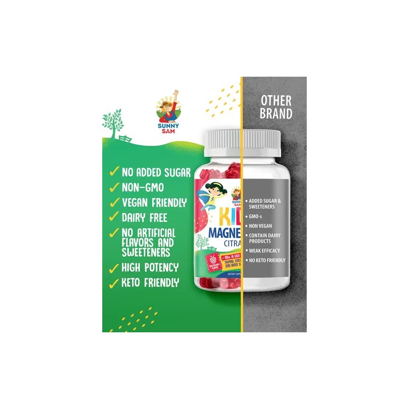 Gomitas de Magnesio Citrato Sunny Sam para Niños, con 90