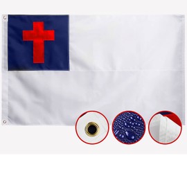 Christian Flag 5x8 Outdoor in USA Embroidered,Heavy Duty Nylon,Sewn Stripes, Stronger Brass Grommets,Christianity Easter Day,Jesus Flags Flags Perfect for Outside