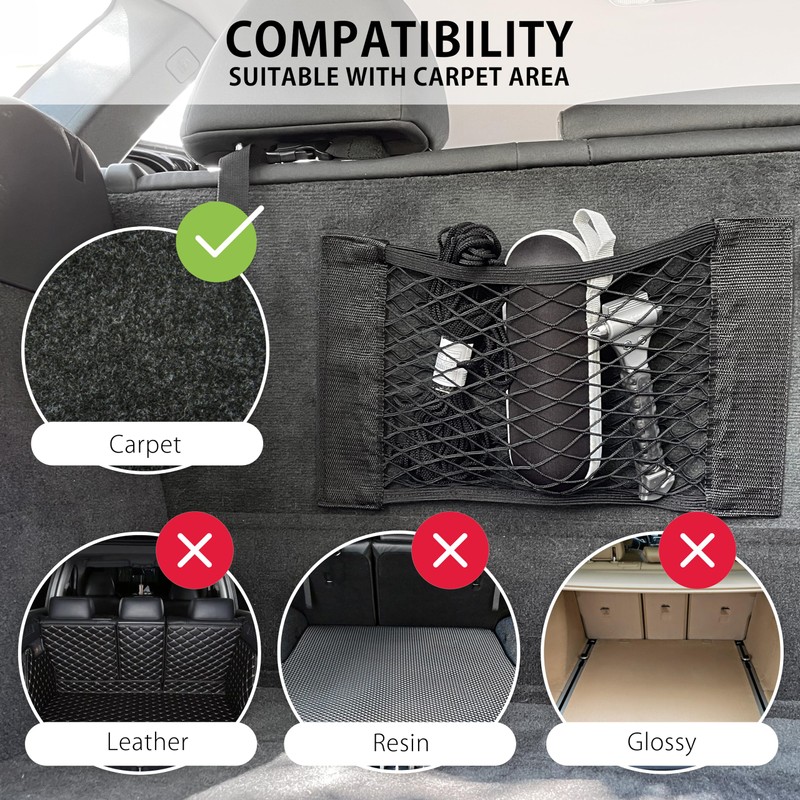 MyGadget 2 x Car Boot Mesh Bag Velcro [25 x