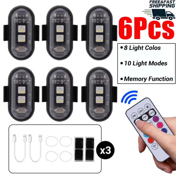 Unbranded 6 Pcs Wireless RGB LED Strobe Light for Car
