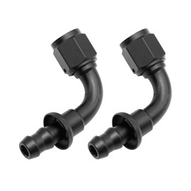 EATAKWARD 2Pcs 6AN 90 Degree End Fitting, 6AN Female to 3/8 Aluminum Hose End Fitting Swivel for Braided CPE Fuel Line (Black)