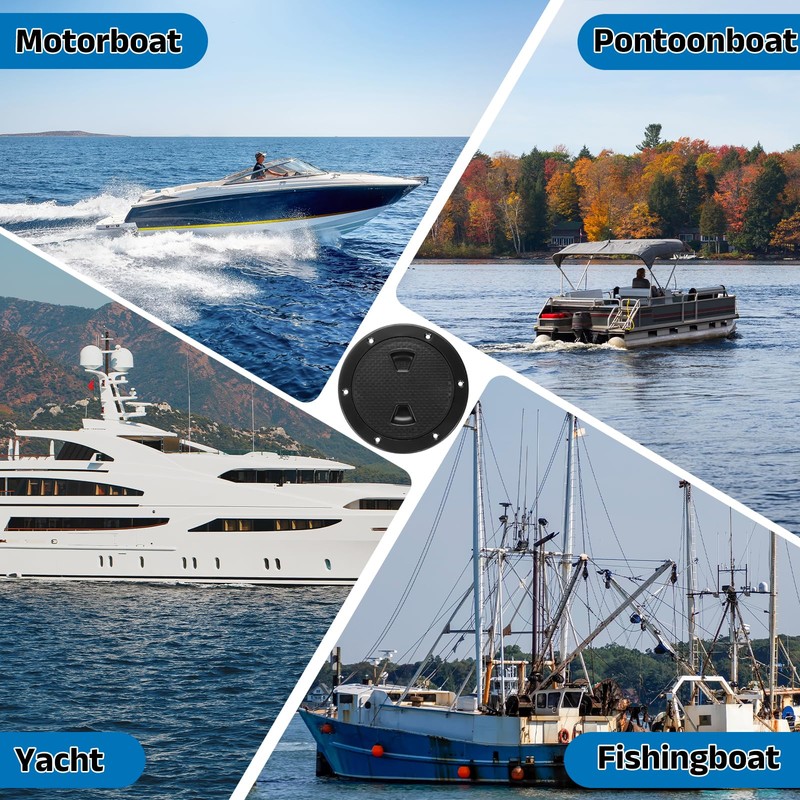 sourcing map Boat Hatch with Screws 4" Round Black